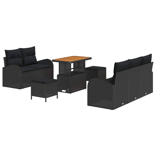 vidaXL Ensemble de canapé de jardin 8 Pièces Noir 90 x 55 x 71 cm