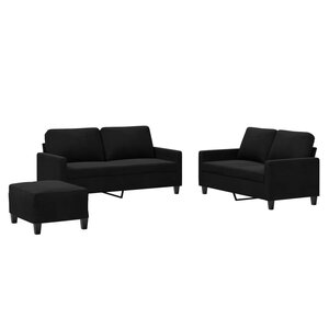 vidaXL Ensemble de canapés 3 Pièces avec coussins Noir Velours