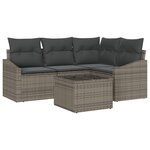 vidaXL Canapé de Jardin 4 pièces avec Coussins Noir Rotin Poly