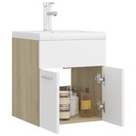 vidaXL Armoire d'évier avec lavabo intégré blanc et chêne sonoma