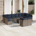 vidaXL Salon de jardin avec coussins 13 Pièces gris résine tressée