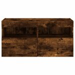 vidaXL Meuble TV mural avec lumières LED chêne fumé 80x30x40 cm