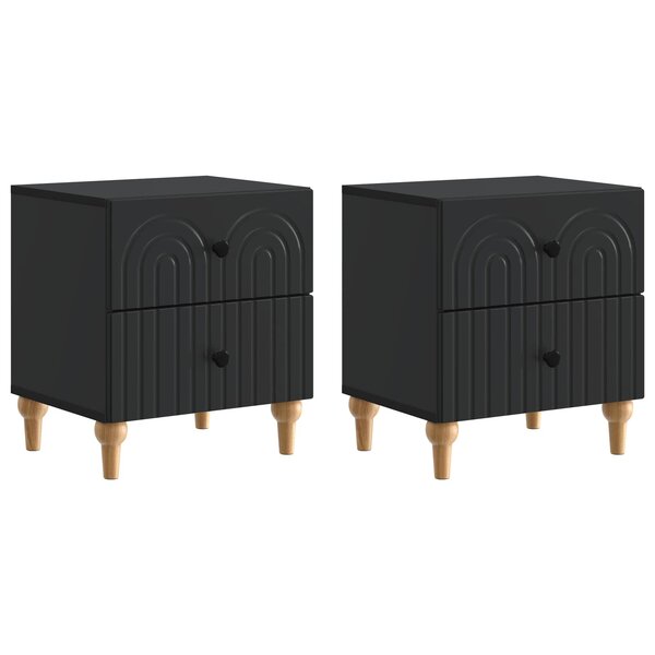 vidaXL Cabinet de chevet avec tiroir 2 Pièces Noir 43 x 34 5 x 48 cm