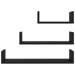 vidaXL Étagères murales 3 Pièces Noir Bois d'ingénierie