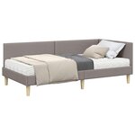 vidaXL Cadre de lit d'angle avec matelas 2 pc Taupe 90 x 190 cm tissu