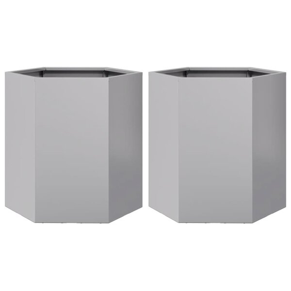 vidaXL Jardinières 2 Pièces hexagone 46x40x45 cm acier galvanisé