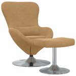 vidaXL Fauteuil œuf en velours marron avec repose-pieds