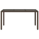 vidaXL Table de jardin avec dessus en verre marron résine tressée
