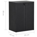 vidaXL Armoire de rangement de jardin Noir 65x45x88 cm PP Rotin