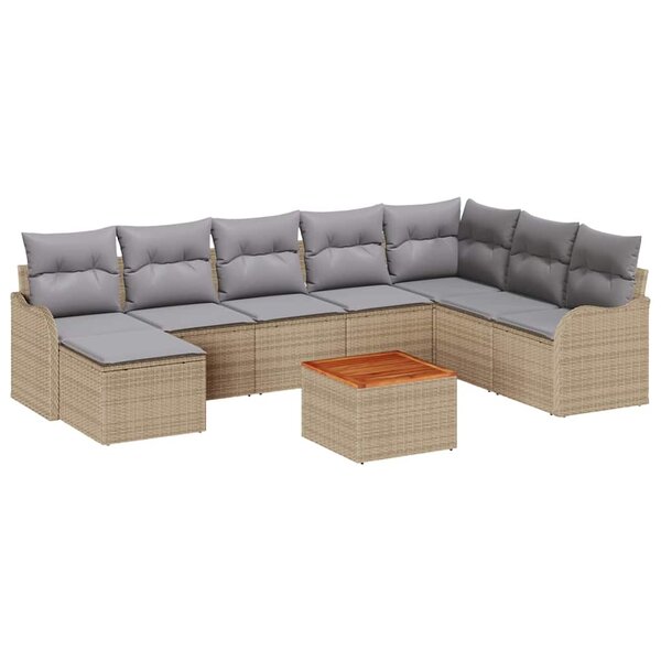 vidaXL Ensemble de canapé de jardin 9 Pièces Beige  gris clair