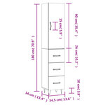 vidaXL Buffet haut Chêne sonoma 34 5x34x180 cm Bois d'ingénierie