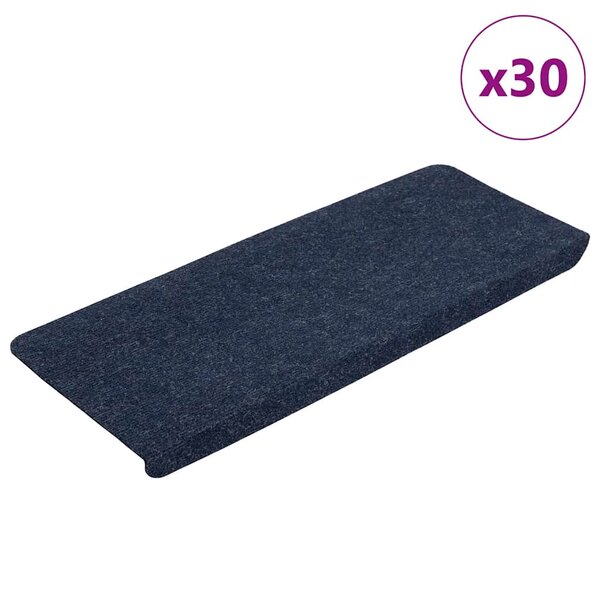 vidaXL Tapis d'escalier auto-adhésifs 30 Pièces bleu 65x24 5x3 5 cm