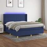 vidaXL Sommier à lattes de lit matelas et LED Bleu 160x200 cm Tissu