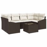 vidaXL Ensemble de canapé de jardin avec coussin 7 Pièces Marron  Crème