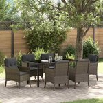 vidaXL Ensemble de salle à manger pour jardin 7 Pièces Gris Poly rotin