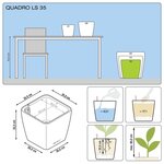 LECHUZA Jardinière QUADRO LS 35 ALL-IN-ON blanc brillant 16160