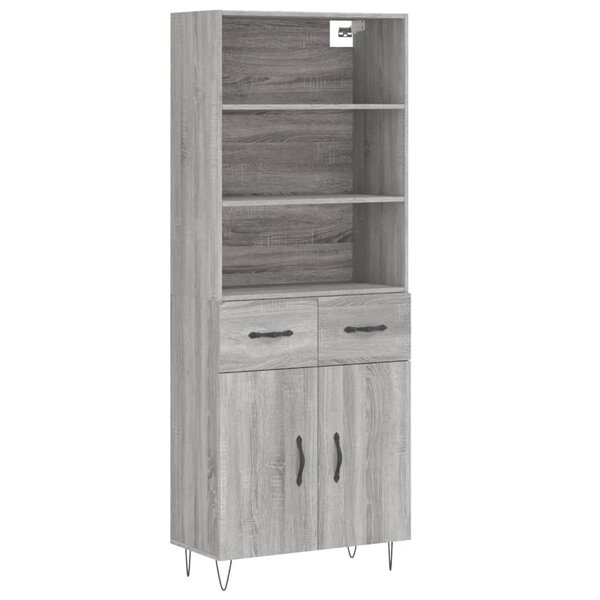 vidaXL Buffet haut Sonoma gris 69 5x34x180 cm Bois d'ingénierie