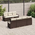 vidaXL Ensemble de canapé de jardin avec coussin 8 Pièces Marron et Crème