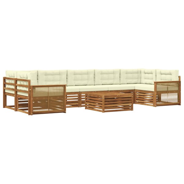 vidaXL Ensemble de canapés d'extérieur 8 pc Naturel et Crème
