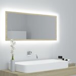Vidaxl miroir led de salle de bain chêne sonoma 100x8 5x37cm acrylique