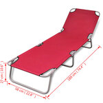 vidaXL Chaise longue pliable acier enduit de poudre rouge