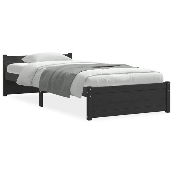 vidaXL Cadre de lit sans matelas noir bois massif 75x190 cm
