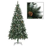 vidaXL Arbre de Noël artificiel pré-éclairé/boules pommes de pin 210cm