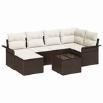 vidaXL Ensemble de canapé de jardin 7 Pièces Marron Poly rotin