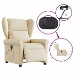 vidaXL Fauteuil inclinable de massage électrique crème tissu