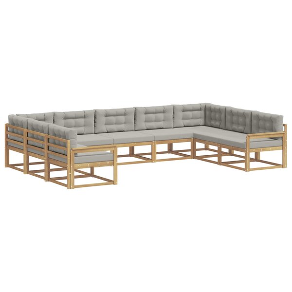 vidaXL Ensemble de canapés d'extérieur 9 Pièces Blanc et gris clair
