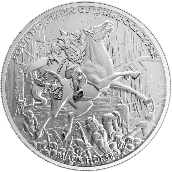 Monnaie BLACK HORSE Four Horsemen of the Apocalypse 1 Oz Argent 5 Thalers Carpathians 2026 (PRÉCOMMANDE)