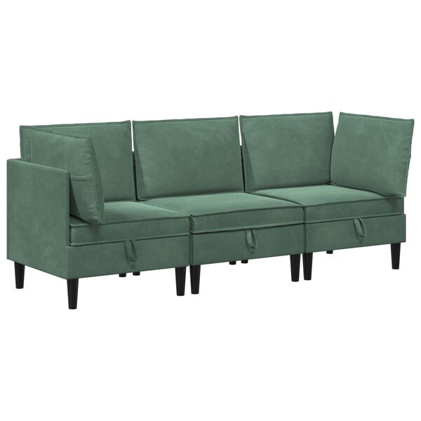 vidaXL Ensemble de meubles pour le salon 3 pc Vert Mer Velours