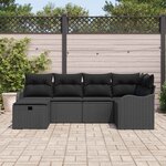 vidaXL Ensemble de canapé de jardin avec coussin 6 Pièces Noir Poly rotin
