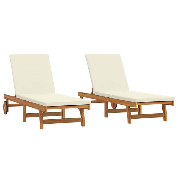 vidaXL Transat 2 Pièces Marron 65 x 199 x 84 cm Bois d'Acacia Massif