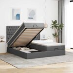 VidaXL Cadre de lit ottoman avec matelas gris foncé 160x200cm tissu