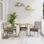 vidaXL Ensemble de salle à manger pour jardin 3 Pièces Gris Poly rotin