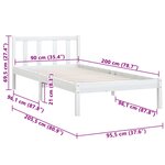 vidaXL Cadre de lit sans matelas blanc bois massif 90x200 cm