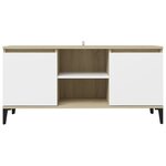 vidaXL Meuble TV avec pieds en métal Blanc/chêne sonoma 103 5x35x50 cm
