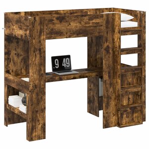 vidaXL Cadre de lit superposé avec bureau Chêne fumé 90 x 200 cm