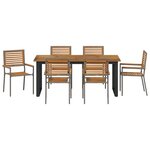 vidaXL Ensemble de salle à manger pour jardin 7 Pièces Gris