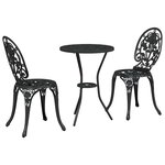 vidaXL Ensemble bistro de jardin 3 pc Noir Aluminium