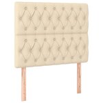 vidaXL Sommier à lattes de lit et matelas et LED Crème 90x200 cm Tissu