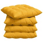 vidaXL Coussins de siège 4 pc Tissu en velours côtelé Jaune clair
