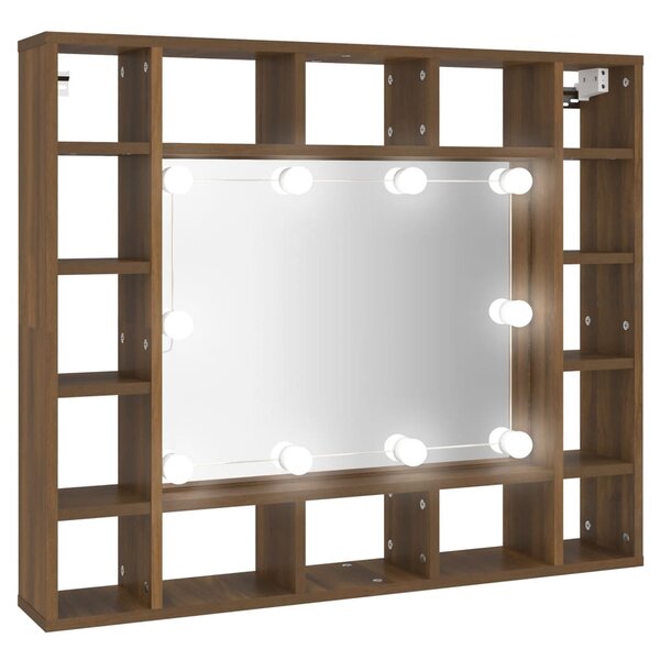 vidaXL Armoire à miroir avec LED Chêne marron 91x15x76 5 cm