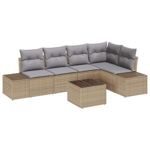 vidaXL Ensemble de canapé de jardin 6 Pièces Beige polyrotin