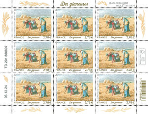 Feuille de 9 timbres - Jean-François Millet - Lettre verte