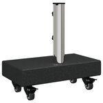 vidaXL Base de parasol avec roues pour poteaux Ø38/48mm Granit Noir 25 kg Rectangulaire