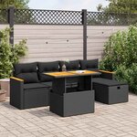 vidaXL Salon de jardin 6 Pièces avec coussins noir résine tressée