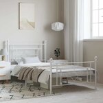 vidaXL Cadre de lit métal sans matelas et pied de lit blanc 100x200 cm