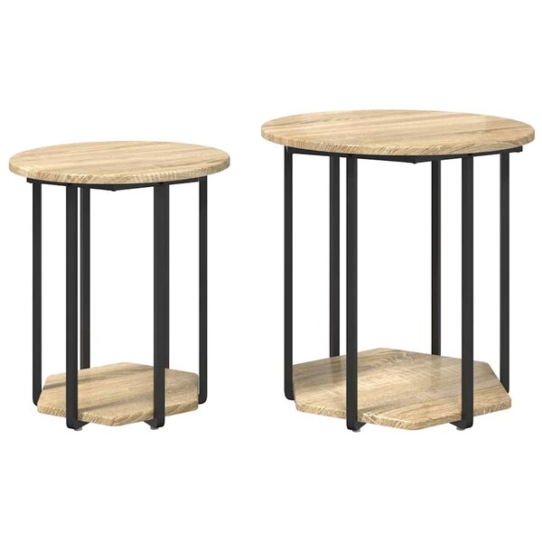 vidaXL Ensemble de tables d'appoint 2 Pièces Chêne Sonoma et noir